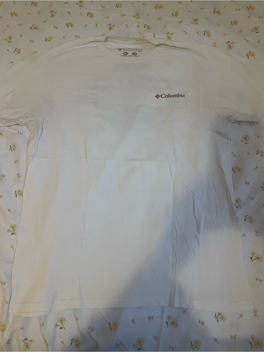 Columbia Men’s White Short-Sleeve Tee with Small Maroon Logo